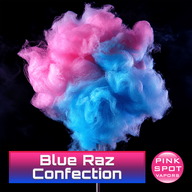 Blue Raz Confection E-Liquid, Pink Spot Vapors E-Liquid.